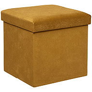 Atmosphera Stool with storage LILOU, velvet, foldable, 38 × 38 × 38 cm, cinnamon - Ottoman