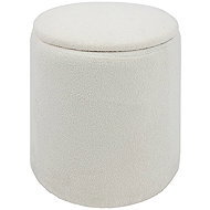 Atmosphera Pouf KAYDI bouclé, diameter 35 cm, white - Ottoman