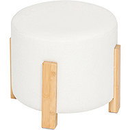 Atmosphera Bouclé stool with bamboo legs, diameter 32 cm - Ottoman