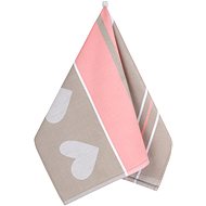 BELLATEX tea towel, 50 × 70, 155A heart pink, beige - Kitchen Towel