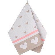 BELLATEX tea towel, 50 × 70, 155B hearts small pink, beige - Kitchen Towel