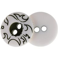 Buttons Žirovnice Button 1,5 cm green ornament on white 349892E, set of 6 - Button