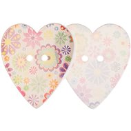 Buttons Žirovnice Button 3,5 × 3 cm floral heart, 365368, set of 3 - Button