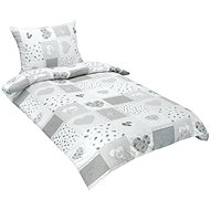 Bellatex flanel 12/108 srdce patchwork šedý, 140 × 220, 70 × 90 - Bed Linen