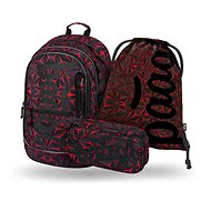 BAAGL SET 3 Core Red Polygon: backpack, pencil case, bag - School Set