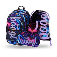 BAAGL 3 SET Core Marble: Backpack, Pencil Case, Gymsack - School Set