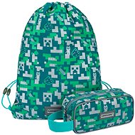 BAAGL MINECRAFT 2 SET Silver Creeper: pencil case, bag - School Set