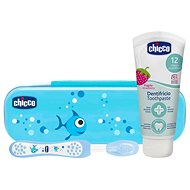 CHICCO Set toothbrush with case + toothpaste Always Smiling blue 12m+ - Oral Hygiene Set