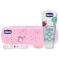 CHICCO Set toothbrush with case + toothpaste Always Smiling pink 12m+ - Oral Hygiene Set