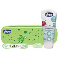 CHICCO Set toothbrush with case and toothpaste Always Smiling green 12m+ - Oral Hygiene Set