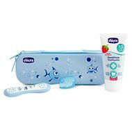 CHICCO Fluoride toothbrush and toothpaste set in case Always Smiling blue 12m+ - Oral Hygiene Set
