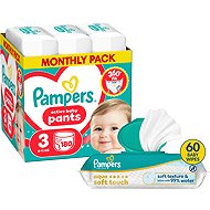PAMPERS Pants 3 (180 db) + PAMPERS Aqua Soft Touch, 60 db - Bugyipelenka