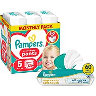 PAMPERS Pants vel. 5 (136 ks) + PAMPERS Aqua Soft Touch 60 ks - Nappies
