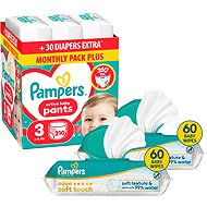 PAMPERS Pants vel. 3 (210 ks) + PAMPERS Aqua Soft Touch 120 ks (2× 60 ks) - Nappies