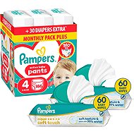 PAMPERS Pants vel. 4 (186 ks) + PAMPERS Aqua Soft Touch 120 ks (2× 60 ks) - Nappies