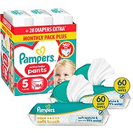 PAMPERS Pants vel. 5 (164 ks) + PAMPERS Aqua Soft Touch 120 ks (2× 60 ks) - Nappies