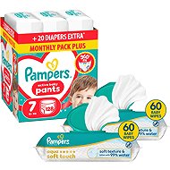 PAMPERS Pants vel. 7 (128 ks) + PAMPERS Aqua Soft Touch 120 ks (2× 60 ks) - Nappies