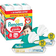 PAMPERS Pants vel. 8 (112 ks) + PAMPERS Aqua Soft Touch 120 ks (2× 60 ks) - Nappies