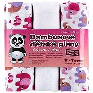 T-tomi Bamboo nappies 3 pcs - pink elephants - Cloth Nappies