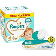 PAMPERS Premium Care vel. 4 (156 ks) + PAMPERS Aqua Soft Touch 60 ks - Disposable Nappies
