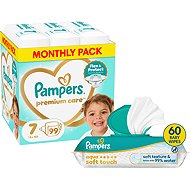 PAMPERS Premium Care vel. 7 (99 ks) + PAMPERS Aqua Soft Touch 60 ks - Disposable Nappies