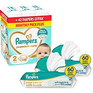 PAMPERS Premium Care vel. 2 (246 ks) + PAMPERS Aqua Soft Touch 120 ks (2× 60 ks) - Disposable Nappies