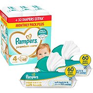 PAMPERS Premium Care vel. 4 (188 ks) + PAMPERS Aqua Soft Touch 120 ks (2× 60 ks) - Disposable Nappies