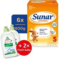 Sunar Complex 5 Dojčenské mlieko 6× 600 g + 2× FROSCH Baby Hypoalergénny umývací prostriedok 500 ml - Dojčenské mlieko