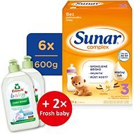 Sunar Complex 3 vanilla 6 × 600 g + 2 × FROSCH Baby Hypoallergenic detergent 500 ml - Baby Formula