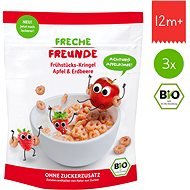 Freche Freunde BIO Cereálie – Chrumkavé krúžky – Jablko a jahoda 3× 125 g - Sušienky pre deti
