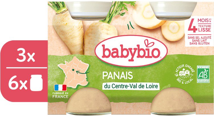 BABYBIO Parsnip 3× (2× 130 g) - Baby Food