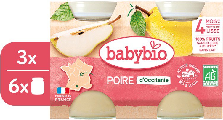 BABYBIO Pear 3× (2× 130 g) - Baby Food