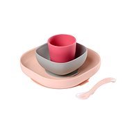 Beaba Dining Set Silicone 4-Piece Pink - Dish Set