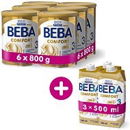 BEBA COMFORT 3 HM-O (6× 800 g) + 3× BEBA COMFORT Liquid 3 HM-O (500 ml) - Dojčenské mlieko