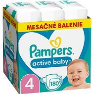 PAMPERS Active Baby veľkosť 4, Monthly Pack 180 ks - Jednorazové plienky