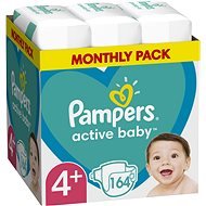 PAMPERS Active Baby vel. 4+, Monthly Pack 164 ks - Jednorazové plienky