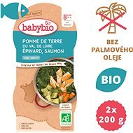 BABYBIO, Zemiaky a špenát s lososom a ryžou, 2× 200 g - Príkrm