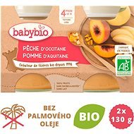 BABYBIO, Broskyňa, jablko, 2× 130 g - Príkrm