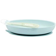 Nattou Set Table Silicone 2 pcs Plate and Teaspoon Mint without BPA - Dish Set