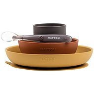 Nattou Dining Set Silicone 4 pcs Brown-terracotta without BPA - Dish Set