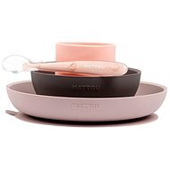 Nattou étkészlet szilikon 4 db rózsaszín-lila BPA nélkül - Étkészlet