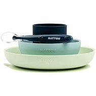Nattou Dining Set Silicone 4 pcs Green-blue without BPA - Dish Set