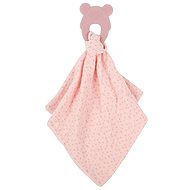 Nattou Silicone Bite without BPA with Cotton Blanket 28 × 28cm Pink - Baby Teether
