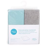 CEBA Changing Mat Cover 50 × 70 - 80cm 2 pcs - Light Grey Melange+Turquoise - Changing Mat Cover