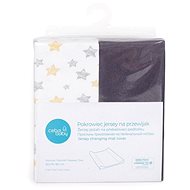 CEBA Changing Mat Cover 50 × 70 - 80cm 2 pcs - Dark Grey+Yellow Stars - Changing Mat Cover