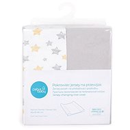 CEBA Changing Mat Cover 50 × 70 - 80cm 2 pcs - Light Grey+Yellow Stars - Changing Mat Cover