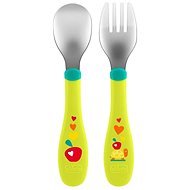 Chicco Spoon and Fork Stainless-steel (18m +) - Green - Children's Cutlery