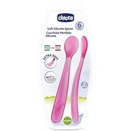 Chicco silicone spoon 2 pcs pink 6 m+ - Baby Spoon