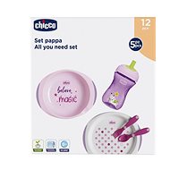 Chicco Dining Set, Plates, Cutlery, Glass, 12m+, Pink - Children's Dining Set