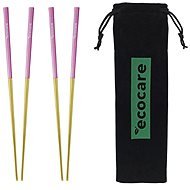 ECOCARE Metal Sushi Chopsticks with Gold-Pink Packaging 4 pcs - Chopsticks